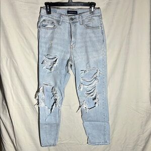 Aeropostale Blue Mom Jeans with Distressed Style